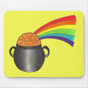 St Patrick's Day Lucky Pot of Gold Rainbow Irish Mousepad
