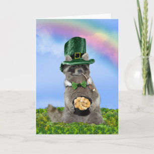 St Patrick's Day - Lucky Raccoon Karte