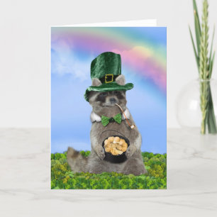 St Patrick's Day - Lucky Raccoon Karte