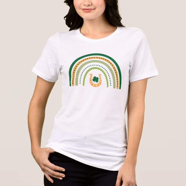 St. Patrick's Day Lucky Rainbow and Horseshoe Tri-Blend Shirt (Vorderseite)