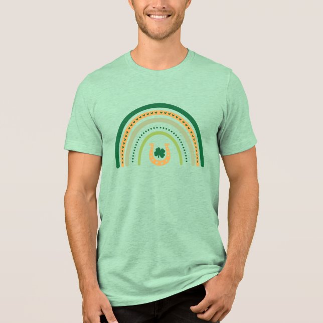 St. Patrick's Day Lucky Rainbow and Horseshoe Tri-Blend Shirt (Vorderseite)
