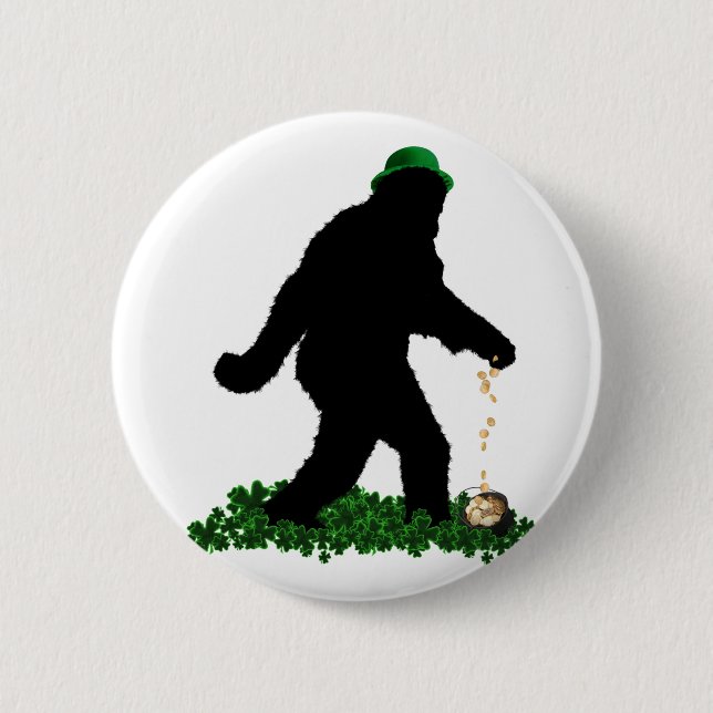 St Patrick's Day Lucky Sasquatch Button (Vorderseite)