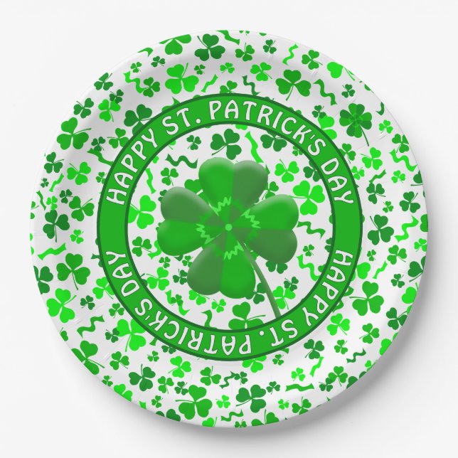 St Patrick's Day Lucky Shamrocks Personalized Pappteller (Vorderseite)