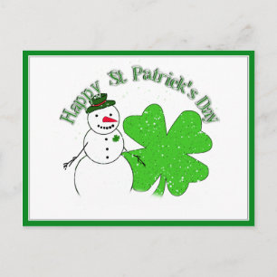 St Patrick's Day Lucky Snowman Postkarte