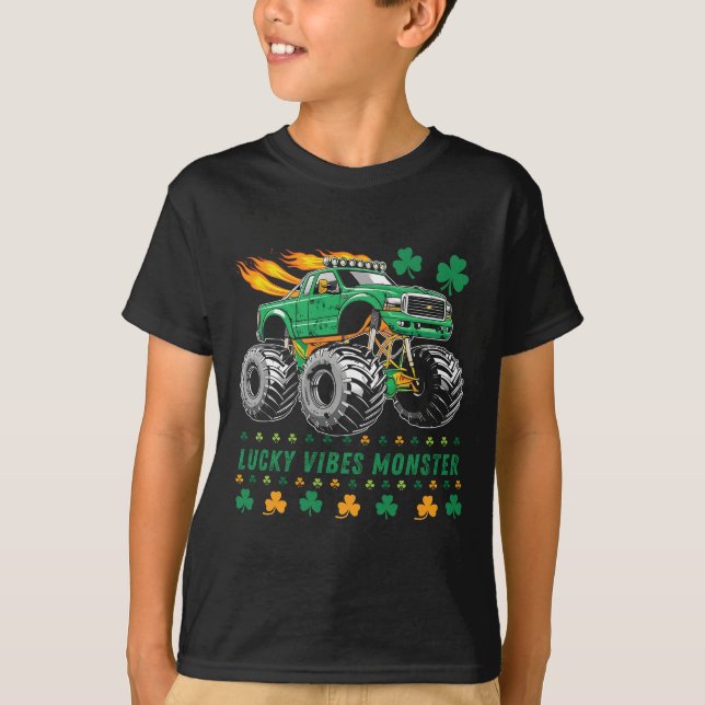 St Patricks Day Lucky Vibes Monster Truck T-Shirt (Vorderseite)