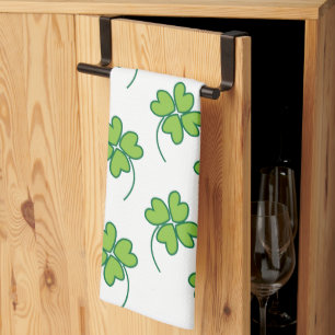 St Patricks Day Lucky Vierblättriges Kleeblatt Geschirrtuch
