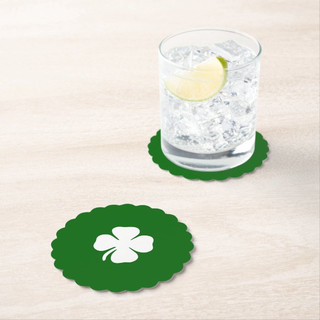 St Patricks Day Lucky Vierblättriges Kleeblatt Gre Untersetzer (Vor Ort)