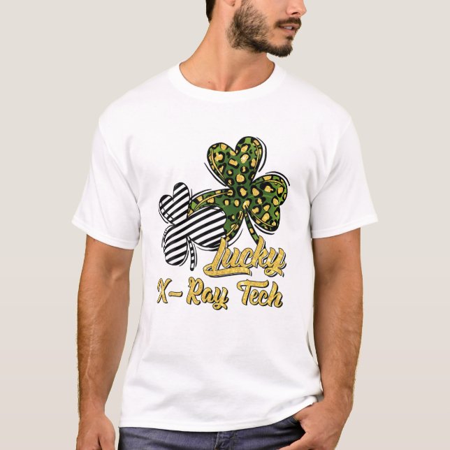 St Patrick's Day Lucky X Ray Tech Clover Kleeblatt T-Shirt (Vorderseite)