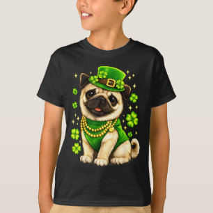 St Patricks Day Lustiger Pug Hund Shamrock Irische T-Shirt