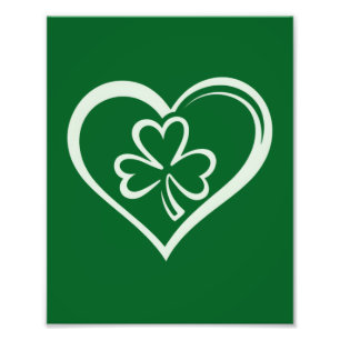 St. Patricks Day Lustiger Shamrock Herz Irisch Fotodruck