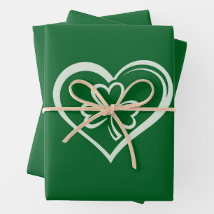 St. Patricks Day Lustiger Shamrock Herz Irisch Geschenkpapier Set
