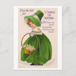 St. Patrick's Day Mädchen, Vintage Postkarte