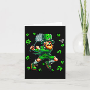 St. Patrick's Day Man spielt Badminton Player Tea Karte