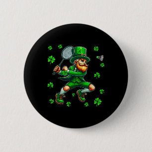 St. Patricks Day Man spielt Badminton Player Team Button