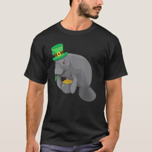 St Patricks Day Manatee Green Kleeblatt Funny Sea T-Shirt