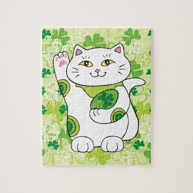 St. Patrick's Day Maneki Neko (Lucky Cat) Puzzle (Vertikal)