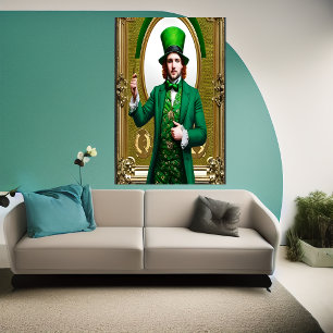 St. Patrick's Day-Mann mit grünem Art der AI Poster
