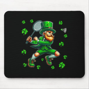 St. Patricks Day Mann spielt Badminton Spieler Tea Mousepad