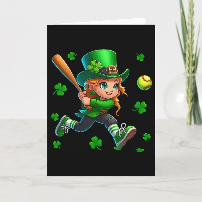 St. Patrick's Day Mann spielt Softll Shamrocks Pla Karte (Vorderseite)