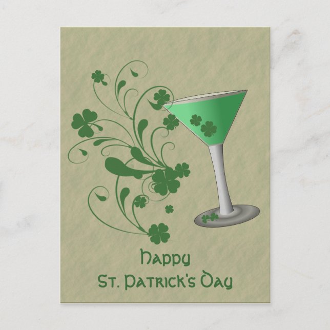 St Patrick's Day Martini Postkarte (Vorderseite)