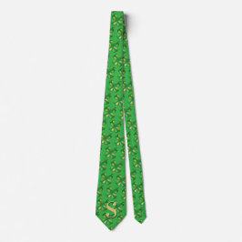 St. Patrick's Day Men's Monogram Green Shamrock Krawatte