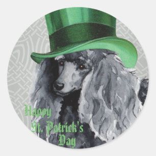 St. Patrick's Day Miniatur Poodle Runder Aufkleber