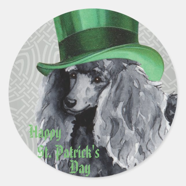 St. Patrick's Day Miniatur Poodle Runder Aufkleber (Vorderseite)
