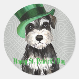 St. Patrick's Day Miniatur Schnauzer Runder Aufkleber