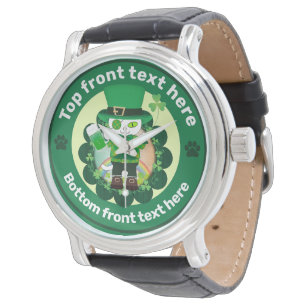 St. Patrick's Day mit einer glücklichen, Mit Augen Armbanduhr