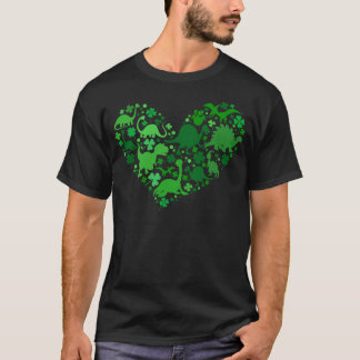 St Patrick's Day mit Fun Dinosaur Herz und Shamr T-Shirt