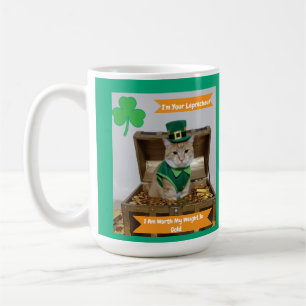 St. Patrick's Day mit Katzenhumor Kaffeetasse