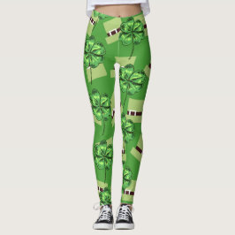 St. Patrick's Day mit Kleeblättern auf Grün Leggings