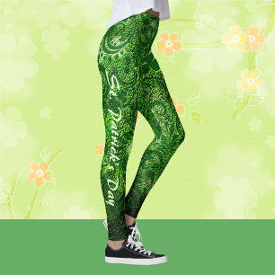 St Patrick's Day Modern Green Kleeblatts Muster Leggings
