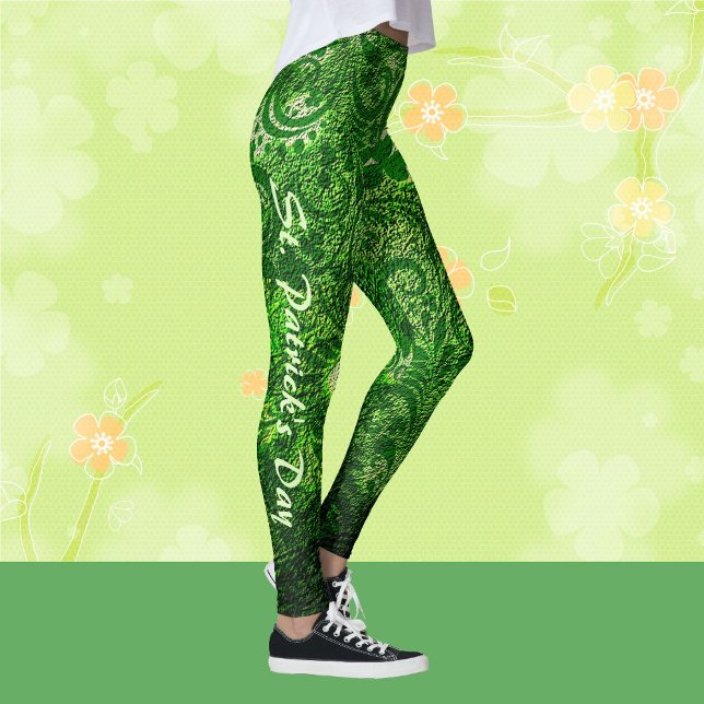St Patrick's Day Modern Green Kleeblatts Muster Leggings (Von Creator hochgeladen)