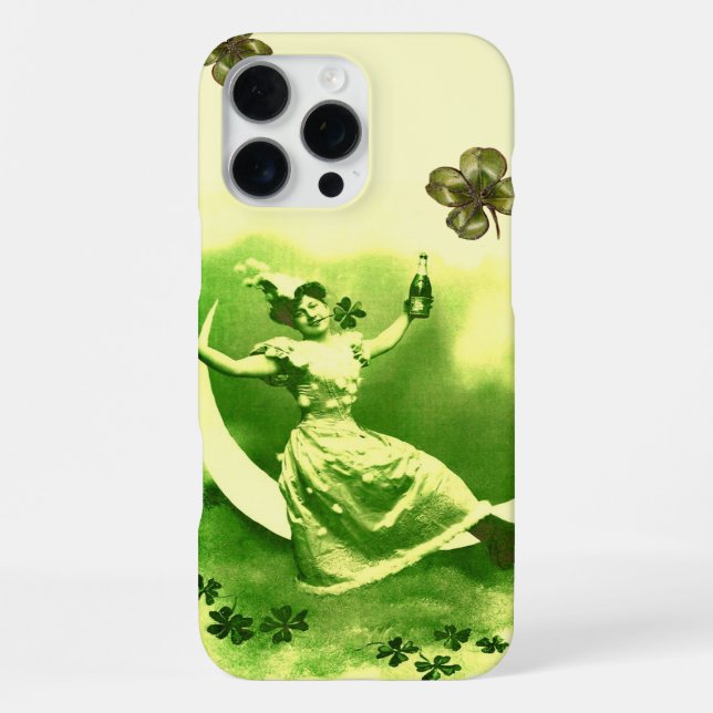 ST. PATRICK'S DAY MOND LADY MIT SHAMROCKS iPhone HÜLLE (Rückseite)