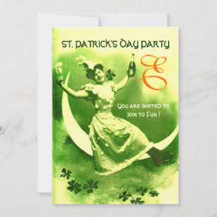 ST. PATRICK'S DAY MONDLADY MIT KLEEBLATT-MONOGRAMM EINLADUNG