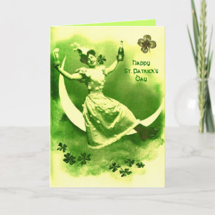 ST. PATRICK'S DAY MONDLADY MIT SHAMROCKS KARTE