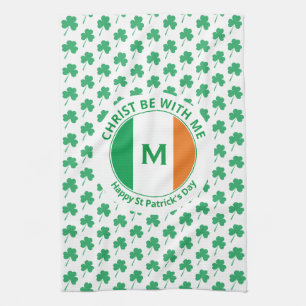 St Patricks Day Monogram Name Kleeblatt Geschirrtuch