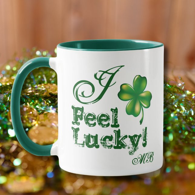 St. Patrick's Day Monogramm Ich habe Glück,  Kleeb Tasse (Von Creator hochgeladen)