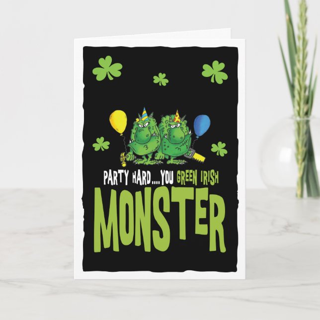 St Patrick's Day Monster Karte (Vorderseite)