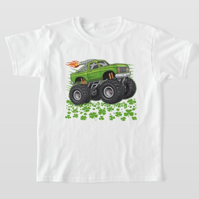 St Patrick's Day Monster LKW Kleeblatt für Jungen T-Shirt (Ablage )