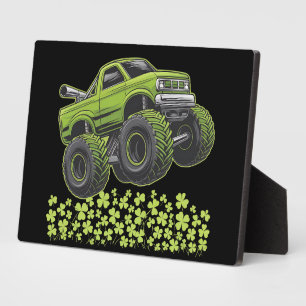 St Patricks Day Monster Truck Glücksklee Fotoplatte