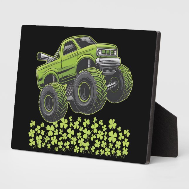 St Patrick's Day Monster Truck Lucky Kleeblatt Fotoplatte (Seite)