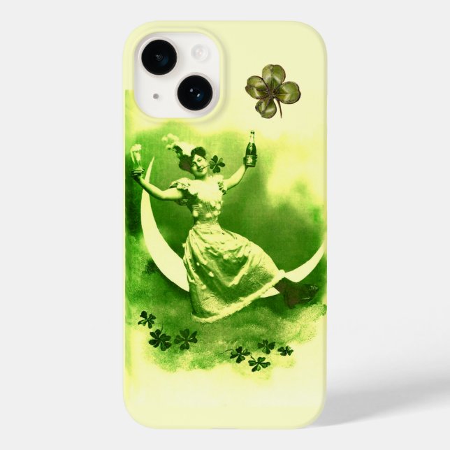 ST. PATRICK'S DAY MOON LADY MIT KLEEBLÄTTERN Case-Mate iPhone HÜLLE (Rückseite)