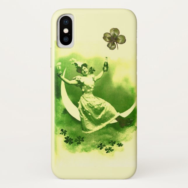 ST. PATRICK'S DAY MOON LADY MIT KLEEBLÄTTERN Case-Mate iPhone HÜLLE (Rückseite)