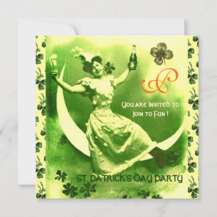 ST.PATRICK'S DAY MOON LADY with KLEEBLATTS MONOGRA Einladung