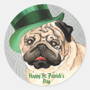 St. Patrick's Day Mops Classic Round Sticker