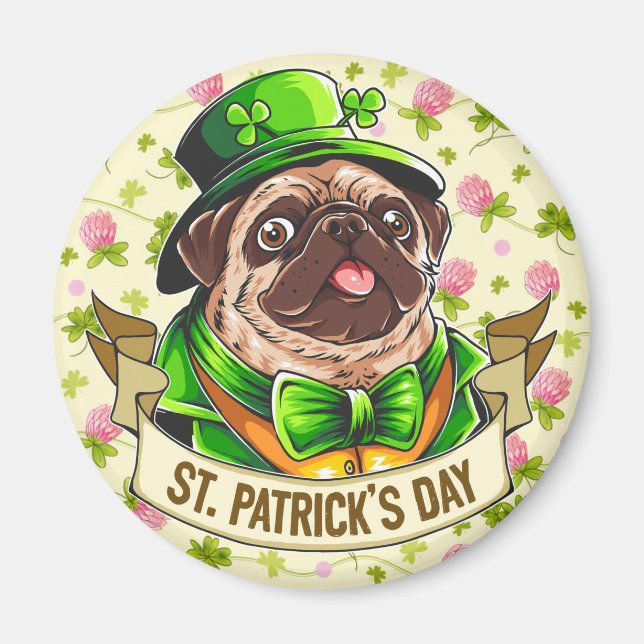 St. Patrick's Day Mops Magnet (Vorne)