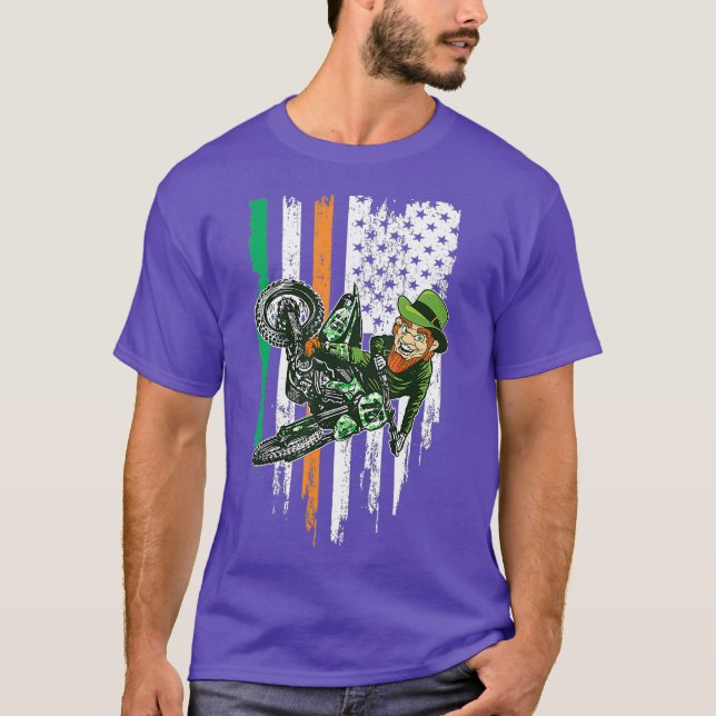 St Patricks Day Motocross MX Irish Leprechaun T-Shirt (Vorderseite)