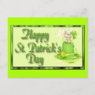 St Patricks Day Mouse Hat Clover Postkarte